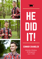 Graduation Announcement- Red Collage with Photos -5- Custom