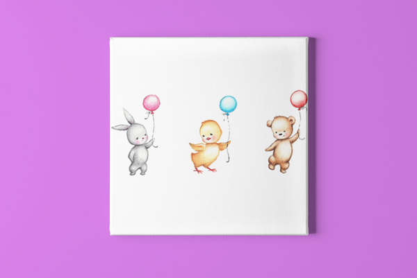 Bunny Duck and Bear Square Canvas