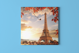 Sunset at the Eifel Tower Square Canvas