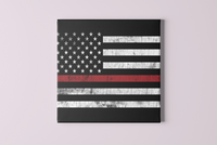 Firefighter American Flag Square Canvas