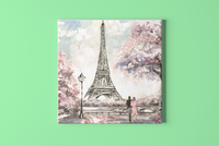 Romance at the Eifel Tower Square Canvas