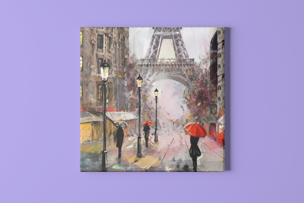 Walking Through Paris Square Canvas