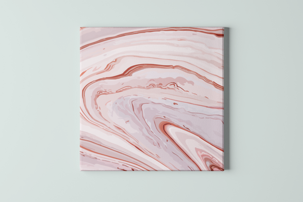 Red Marble Take 3 Square Canvas